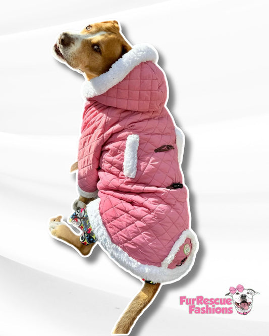 Vintage Dog Puffer Jacket, Vest and Cape & Sherpa Lining - Removable Hoodie