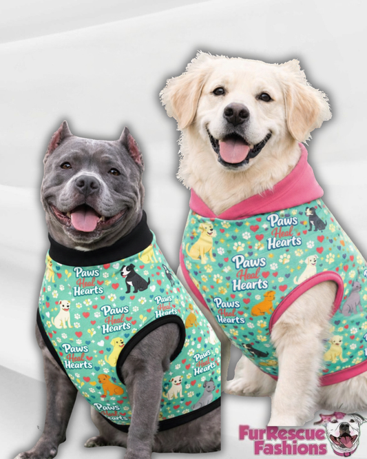 Paws Heal Hearts - Dog Pajama with Pink OR Black Neck & Trim/Sleeves