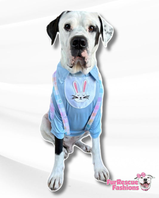 Easter Best Bunny Shirt With Sleeves, Suspenders & Removable Bow Tie.