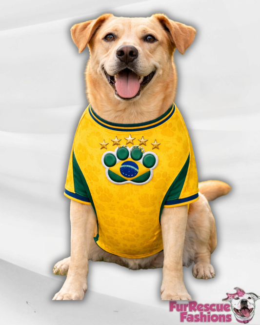 Brazil Dog Jersey or Ruffle Dress – Soccer Cup 2026 | Custom Pet Soccer Shirt ⚽️🐾