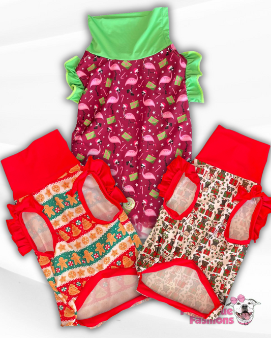 2025 Get Merry - Christmas Sleeveless Dog Shirt With Ruffles (AVAILABLE IN ANY PRE-ORDER PATTERN)