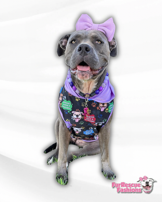 Pittie Talk - Dog Pajama with Lilac OR Orange Neck & Trim/Sleeves