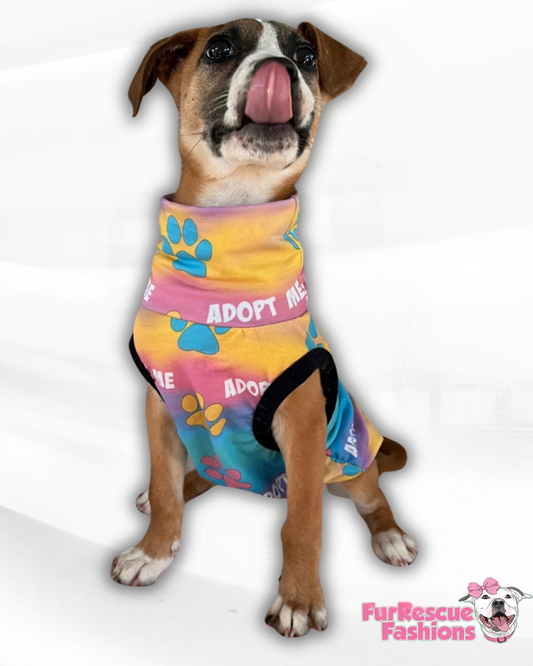 Adopt Me Tie Dye - Dog Pajama with Black Neck & Trim/Sleeves