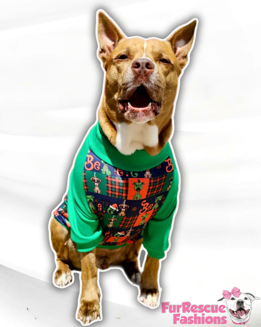 Woof-Ville - PAWjama with Green Neck & Trim/Sleeves