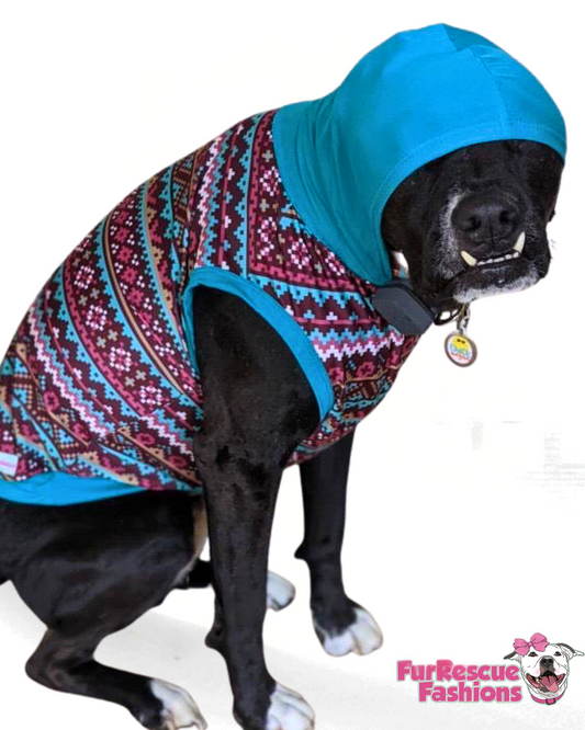 Warm Woofs & Wovens Dog Pajama With Turqupise Trim