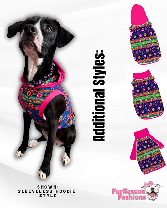 The Magic Garden - Dog Pajama with Fuchsia Neck & Trim/Sleeves