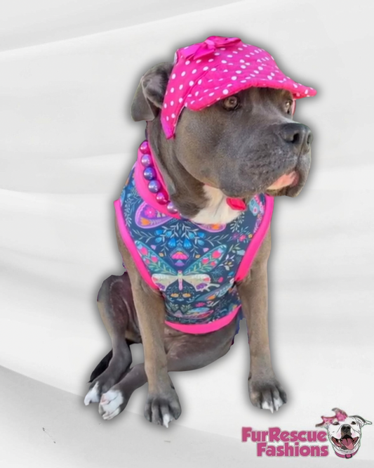 Butterfly Garden Pajama with Hot Pink Neck & Trim/Sleeves