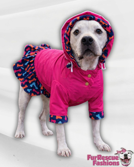 Bone to be cute hot pink Reversible Rain Jacket Or Cape with Hoodie And Skirt Or Ruffles