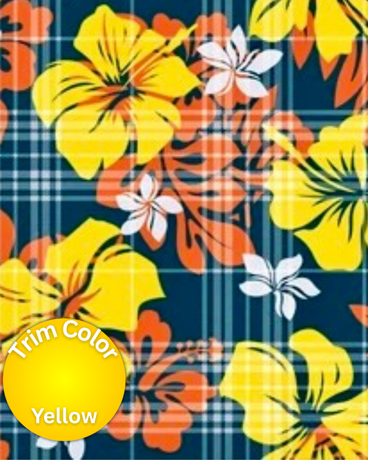 Hibiscus & Plaid Paradise Dog Pajama With Yellow Trim