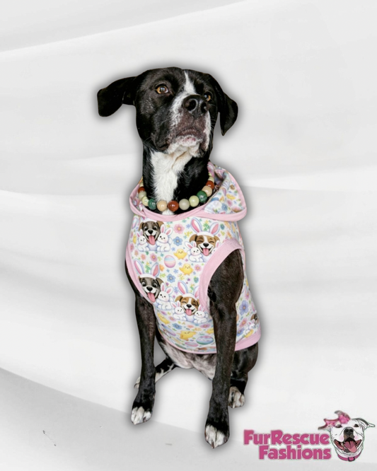 Easter Puppy & Bunny Buddies Pajama with Pink Neck & Trim/Sleeves