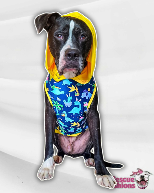 Bunnysaurus Pajama with Yellow Neck & Trim/Sleeves