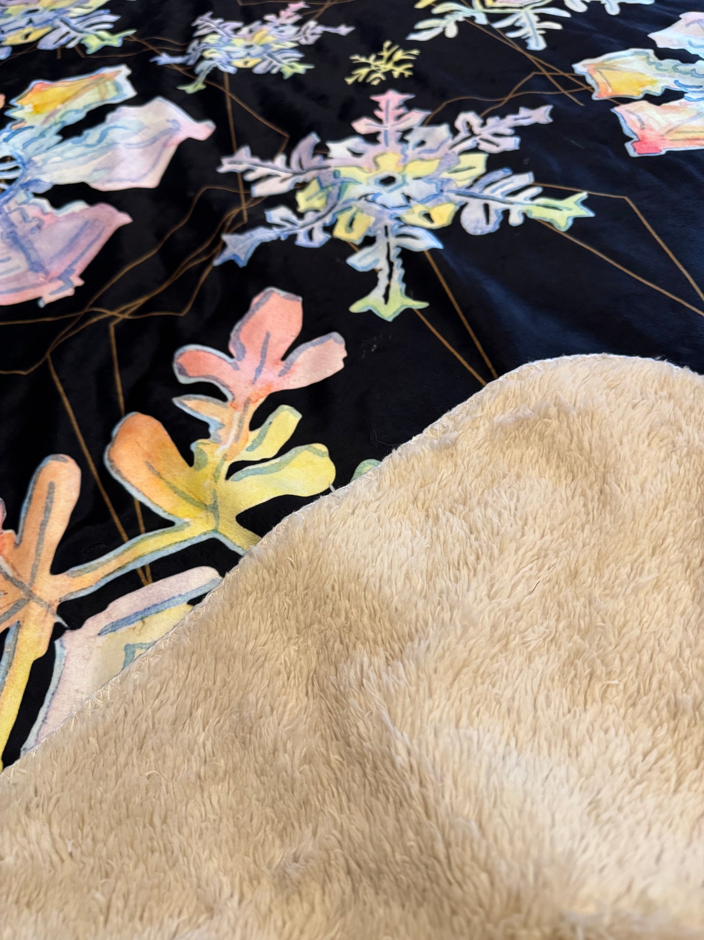 Snow Glow Printed Throw Blanket With Sherpa Lining