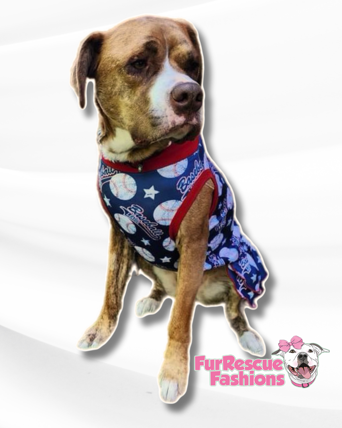 Baseball Love Dog Pajama with Red Neck & Trim/Sleeves