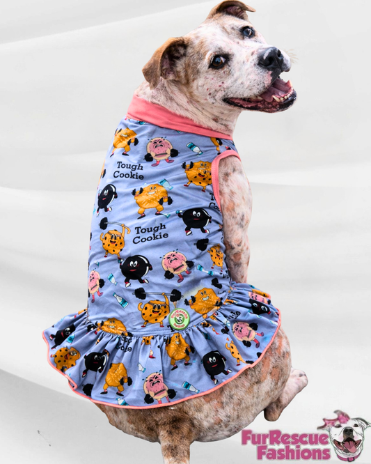 Tough Cookie Dog Dress With Ruffle / With Sleeves or Sleeveless