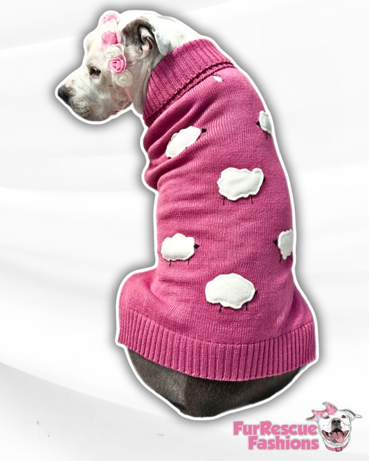 Counting Sheep Fuchsia Knit Dog Vest