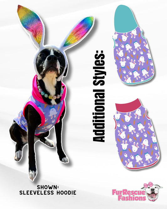 Pittie Bunny - Dog Pajama with Hot Pink OR Aqua Neck & Trim/Sleeves
