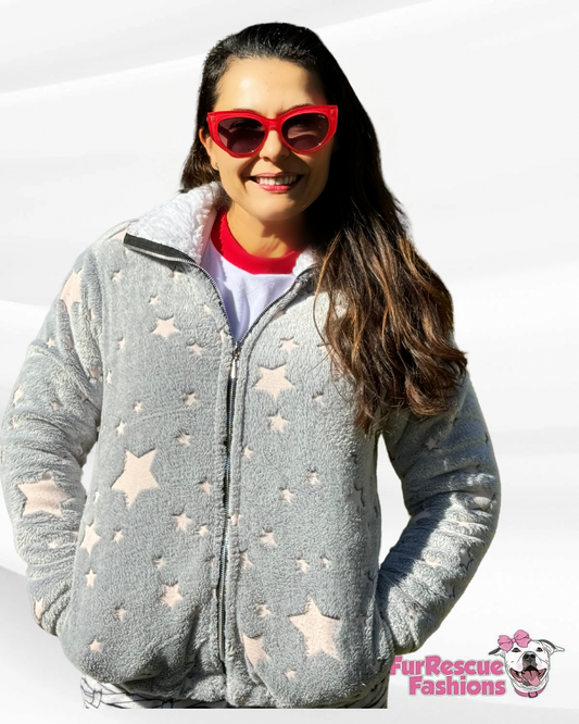 Glow in the Dark Stars Matching Glam Furry Human Jacket or Vest