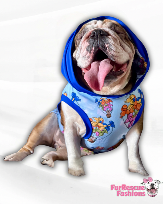 Hot Air Balloon Pitties Dog Pajama with Royal Blue OR Hot Pink Trim