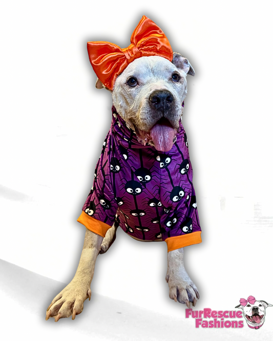 Legs For Days - Dog Pajama with Orange Neck & Trim/Sleeves
