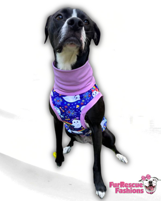 Holiday Boos - Dog Pajama with Lavender Neck & Trim/Sleeves