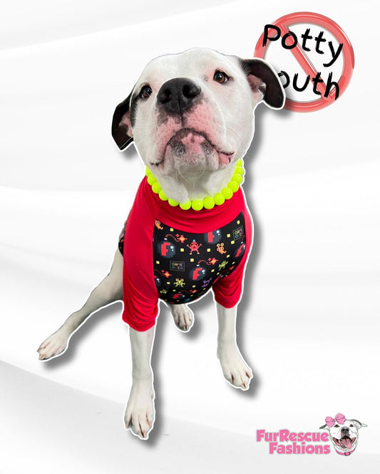 F-Bomb Dog Pajama With Red Trim