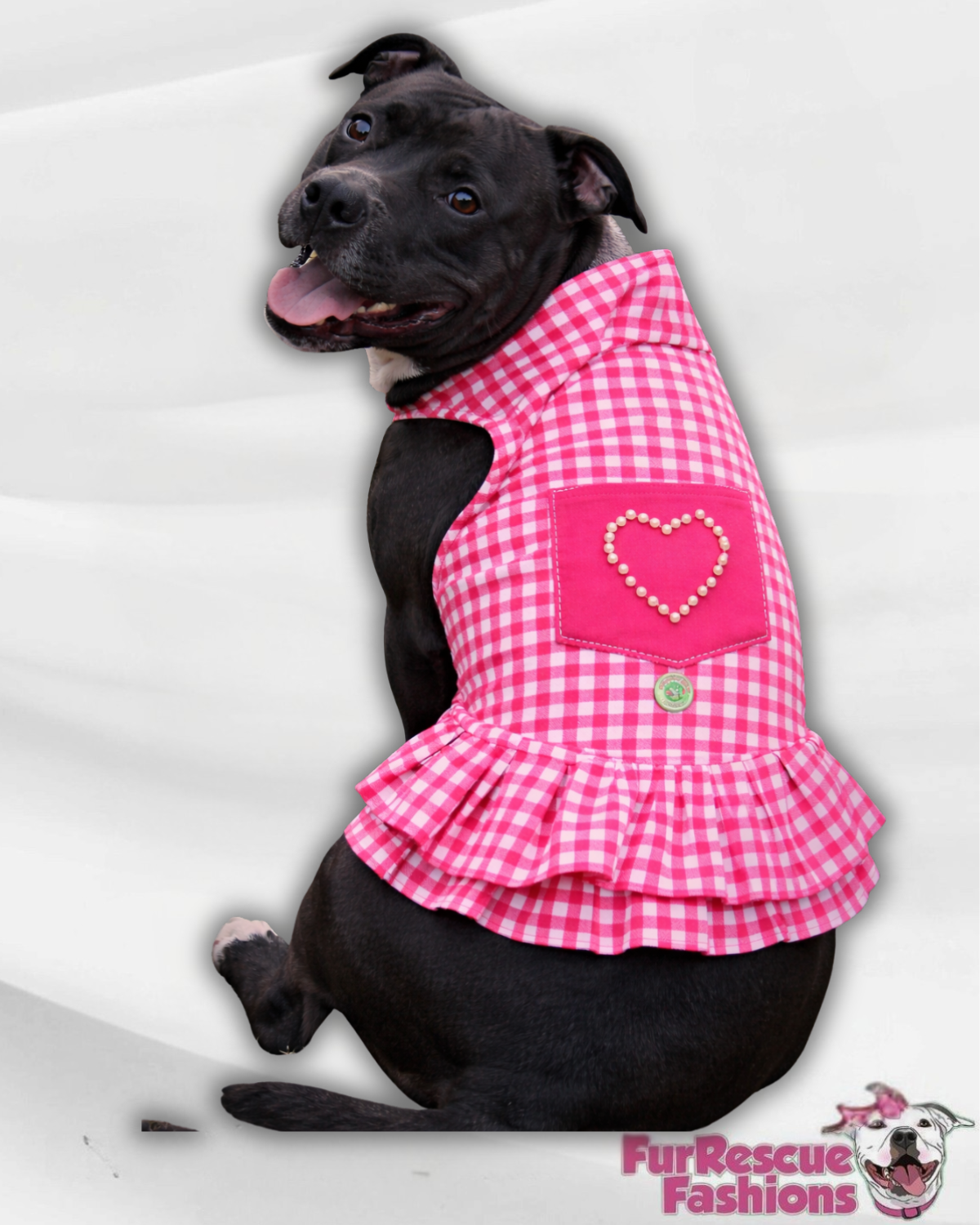 犬服・アクセサリー pp* closet FRILL CHECK SHIRTS DRESS Sweetheart Picnic Pearl Ruffle Dress – FurRescue Fashions