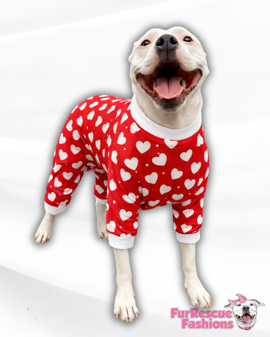 My Fur-Ever Valentine 4 Legged PAWjamas with Turtle Neck (Available in any pattern)