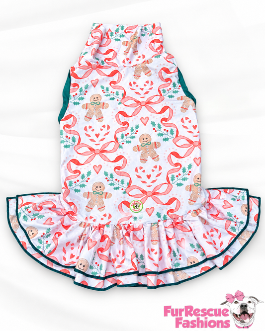 2026 Christmas Dog Dress With Ruffle / With Sleeves or Sleeveless (Available in any pattern)