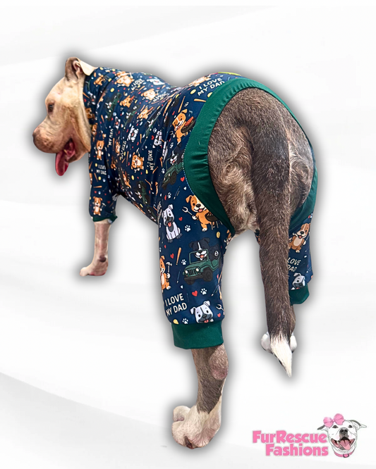 I Love My Dad 4 Legged PAWjamas with Turtle Neck