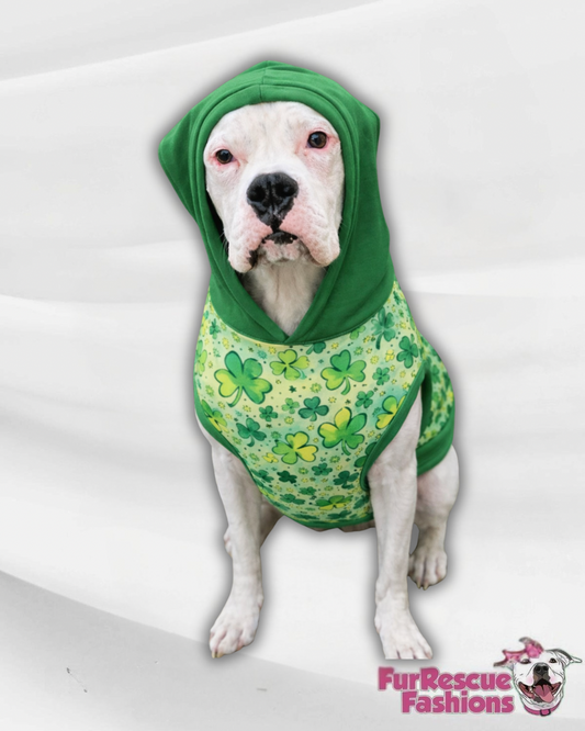 Shamrock’s Magic Dog Pajama with Green Neck & Trim/Sleeves