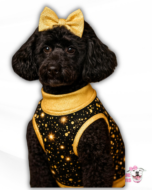 Golden Nights Dog Pajama with Gold Neck & Trim/Sleeves