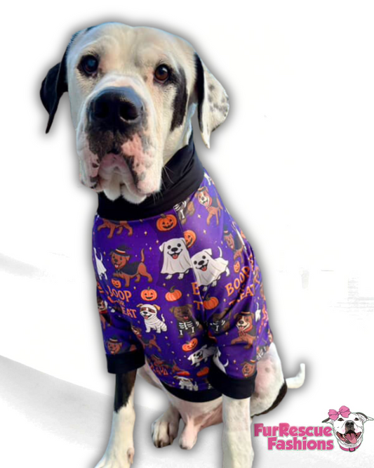 Boop or Treat - Dog Pajama with Orange Neck & Trim/Sleeves
