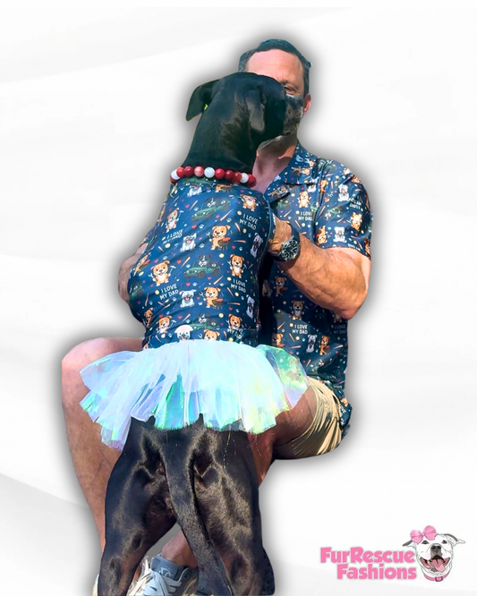 I Love My Dad Dog Dress With Irridiscent Tulle Skirt