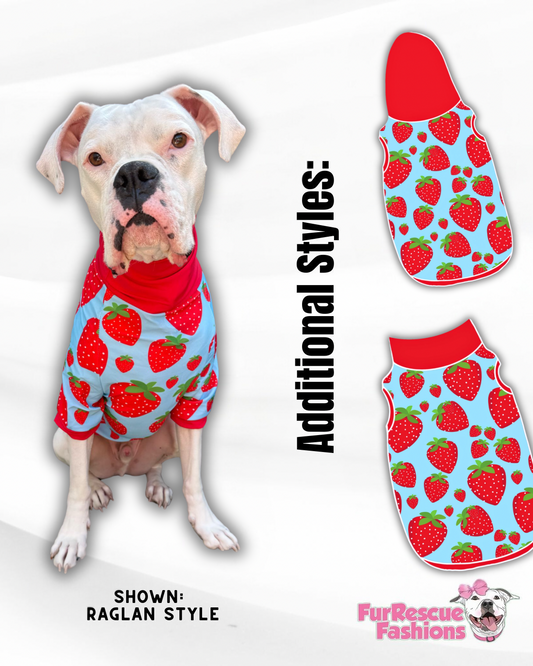 Berry Sweet - Dog Pajama with Red Neck & Trim/Sleeves