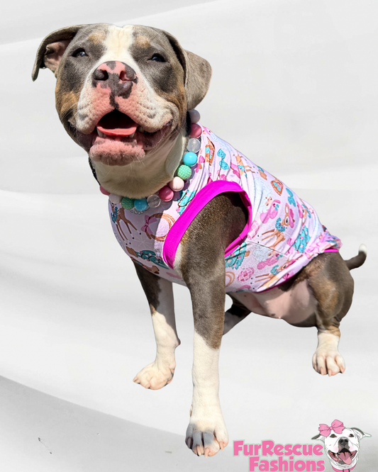 Merry Cowgirl Christmas - Dog Pajama with Hot Pink Neck & Trim/Sleeves