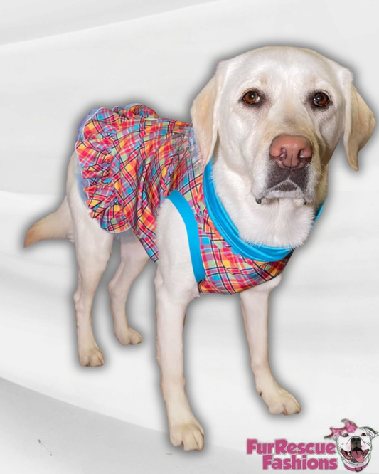 Easter Plaid Dog Dress With Ruffle / With Sleeves or Sleeveless