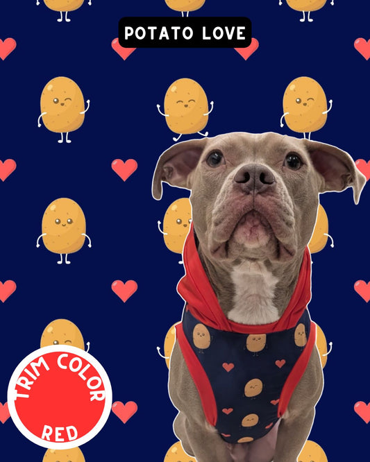 Potato Love Dog Pajama with Red Neck & Trim/Sleeves