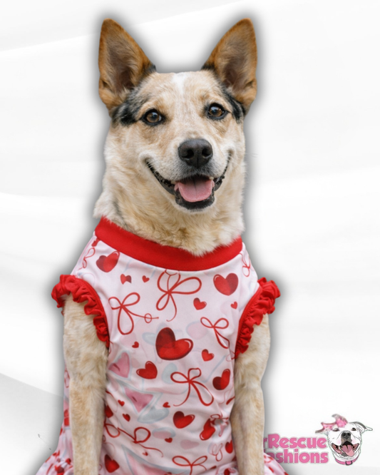 My Fur-Ever Valentine Sleeveless Dog Shirt With Ruffles (AVAILABLE IN ANY PRE-ORDER PATTERN)