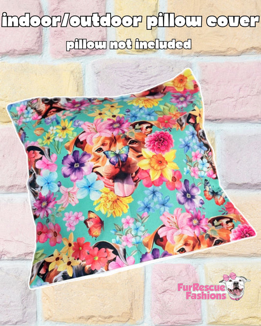 Field Of Pitties Outdoor/Indoor Water Proof Throw Pillow Cover 20 x 20