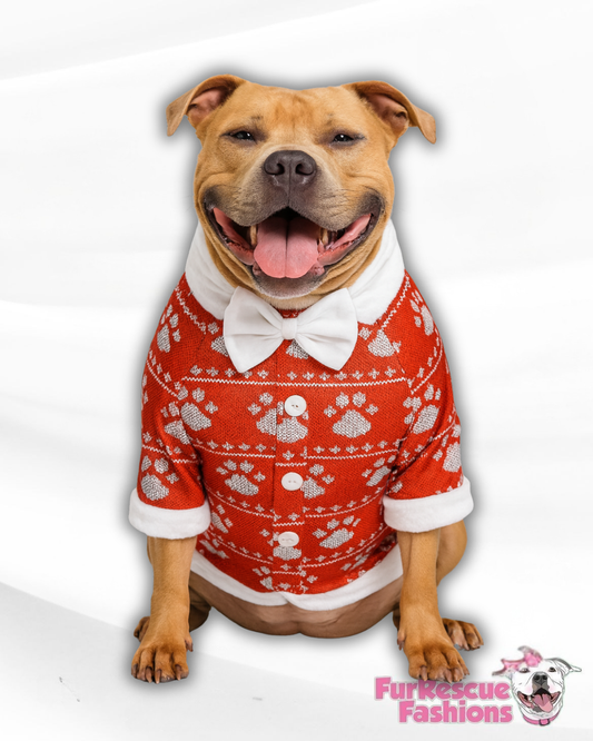 Sweater Paws Dog Faux Button Up Shirt With Sleeves