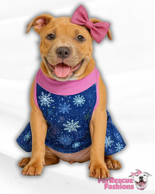 Festive Snow Dog Dress With Ruffle
