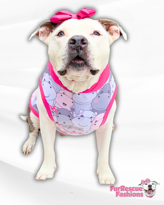 Happy Hippos - PAWJama with Fuchsia Trim & Neck