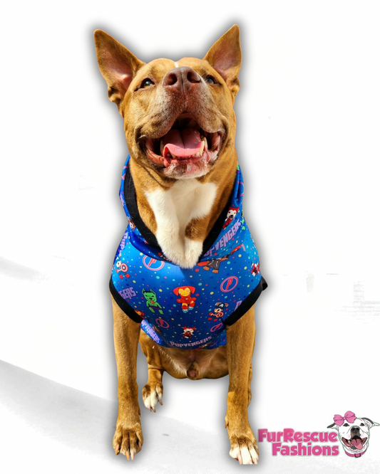 Pupvengers Blue - PAWjama with Black Neck & Trim/Sleeves