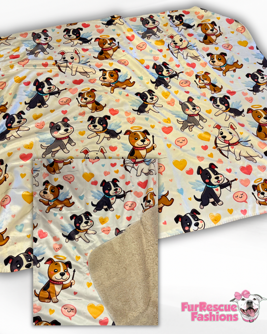 Cute Cupids Throw Blanket With Sherpa Lining