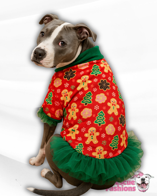 Christmas Cookies Dog Shirt With Tulle Accent (Available in any pattern)