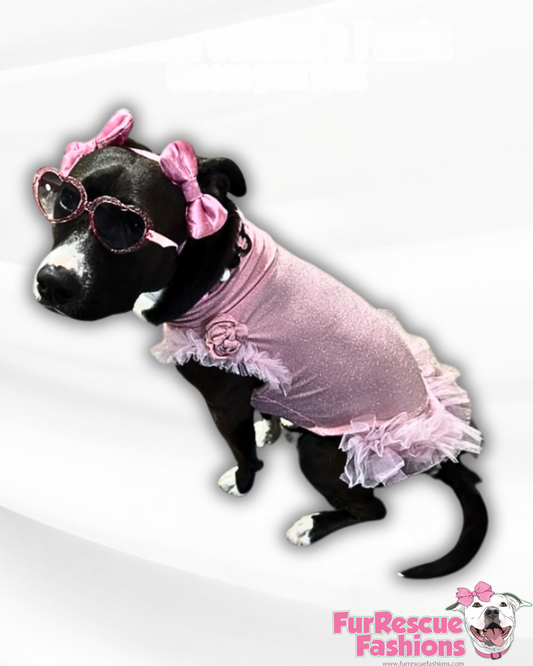 Glittery in Pink Shirt with Tulle Accent & Flower