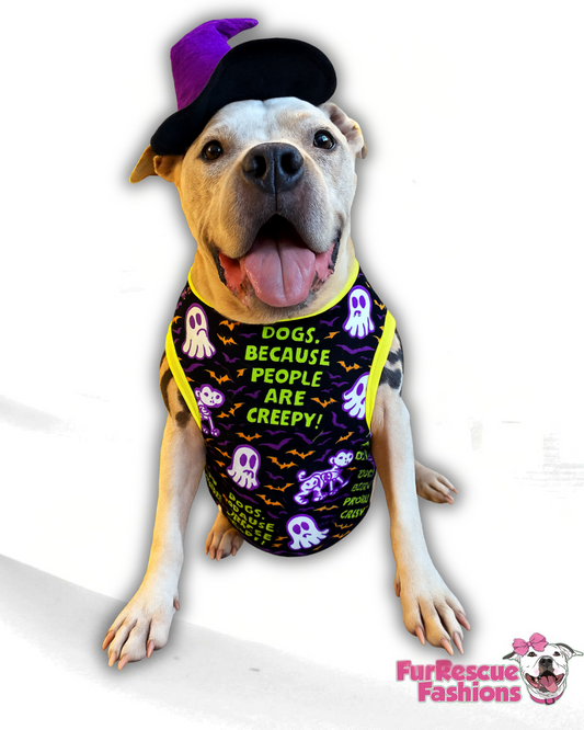 Dogs Because People Are Creepy - Dog Pajama with Neon Neck & Trim/Sleeves