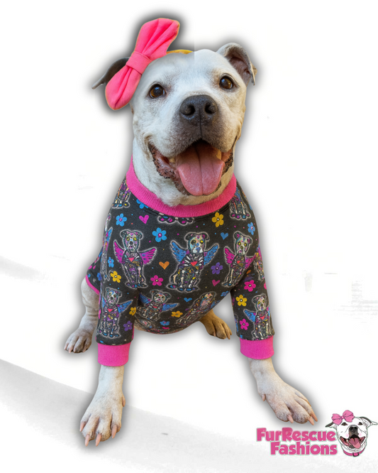Always Loved - Dog Pajama with Hot Pink OR Blue Neck & Trim/Sleeves