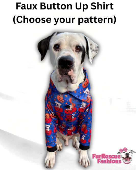 2025 Fall & Halloween Dog Faux Button Up Shirt With Sleeves