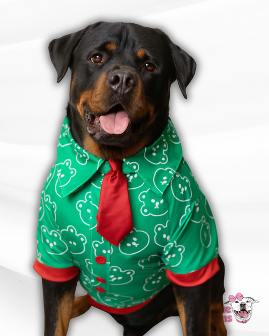 Beary Merry Faux Button Down Dog Shirt